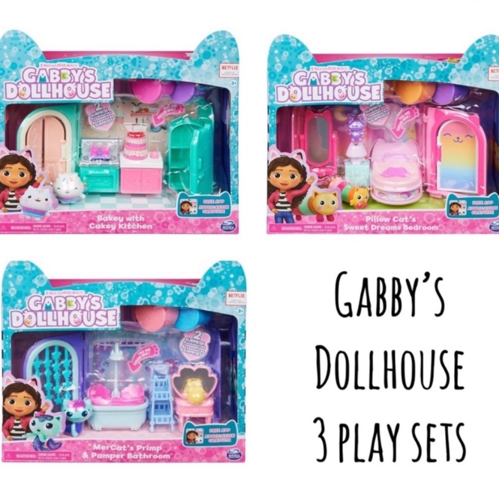 3 Gabby’s Dollhouse playsets bundle set